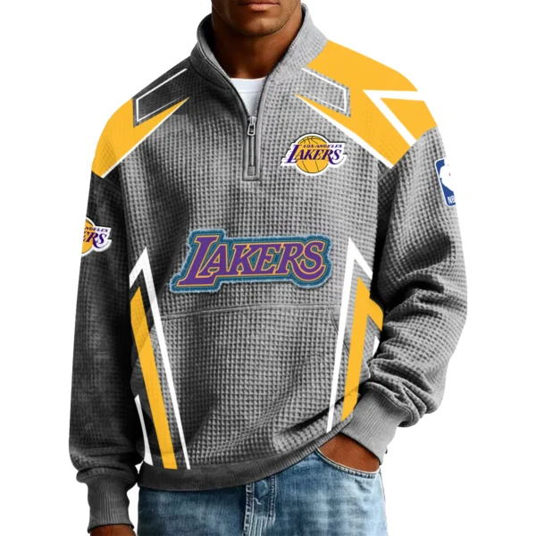 Los Angeles Lakers Men’s Quarter Zip Pullover Sweatshirt Waffle Knit Pocket 2026 Limited