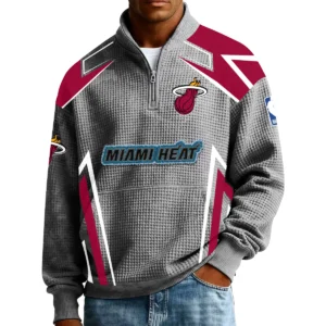 Miami Heat Men’s Quarter Zip Pullover Sweatshirt Waffle Knit Pocket 2026 Limited