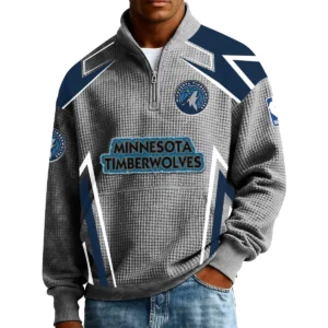 Minnesota Timberwolves Men’s Quarter Zip Pullover Sweatshirt Waffle Knit Pocket 2026 Limited