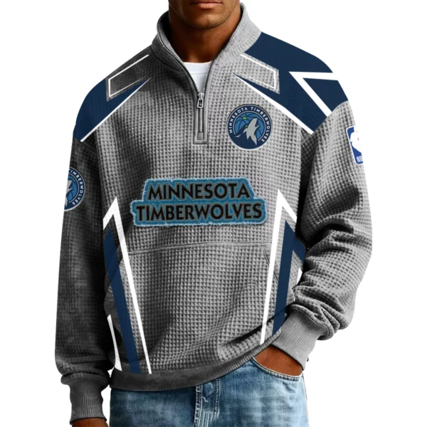 Minnesota Timberwolves Men’s Quarter Zip Pullover Sweatshirt Waffle Knit Pocket 2026 Limited