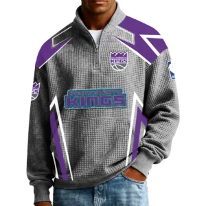 Sacramento Kings Men’s Quarter Zip Pullover Sweatshirt Waffle Knit Pocket 2026 Limited