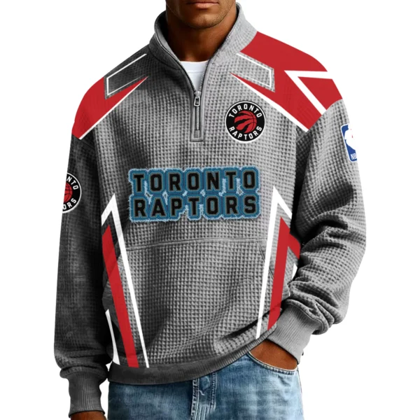 Toronto Raptors Men’s Quarter Zip Pullover Sweatshirt Waffle Knit Pocket 2026 Limited