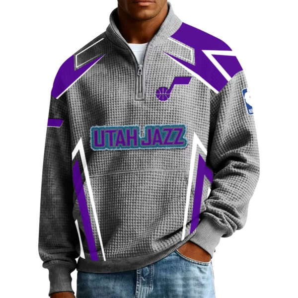 Utah Jazz Men’s Quarter Zip Pullover Sweatshirt Waffle Knit Pocket 2026 Limited