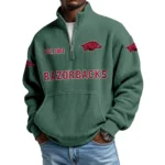 Arkansas Razorbacks Men’s Quarter Zip Pullover Sweatshirt Waffle Knit Pocket