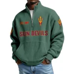 Arizona State Sun Devils Men’s Quarter Zip Pullover Sweatshirt Waffle Knit Pocket