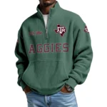 Texas A&M Aggies Men’s Quarter Zip Pullover Sweatshirt Waffle Knit Pocket