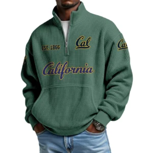 California Golden Bears Men’s Quarter Zip Pullover Sweatshirt Waffle Knit Pocket