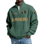 Colorado Buffaloes Men’s Quarter Zip Pullover Sweatshirt Waffle Knit Pocket