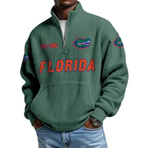 Florida Gators Men’s Quarter Zip Pullover Sweatshirt Waffle Knit Pocket
