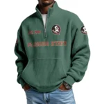 Florida State Seminoles Men’s Quarter Zip Pullover Sweatshirt Waffle Knit Pocket