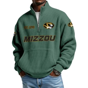 Missouri Tigers Men’s Quarter Zip Pullover Sweatshirt Waffle Knit Pocket