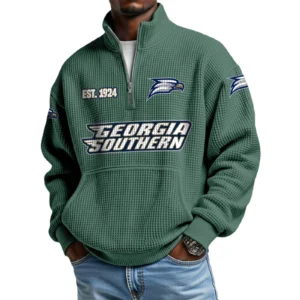 Georgia Southern Eagles Men’s Quarter Zip Pullover Sweatshirt Waffle Knit Pocket