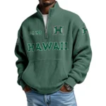 Hawaii Rainbow Warriors Men’s Quarter Zip Pullover Sweatshirt Waffle Knit Pocket