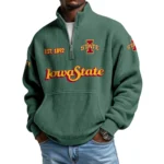 Iowa State Cyclones Men’s Quarter Zip Pullover Sweatshirt Waffle Knit Pocket