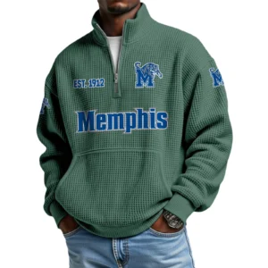 Memphis Tigers Men’s Quarter Zip Pullover Sweatshirt Waffle Knit Pocket