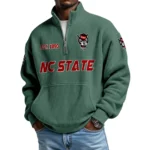 NC State Wolfpack Men’s Quarter Zip Pullover Sweatshirt Waffle Knit Pocket