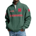 Nebraska Cornhuskers Men’s Quarter Zip Pullover Sweatshirt Waffle Knit Pocket