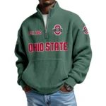 Ohio State Buckeyes Men’s Quarter Zip Pullover Sweatshirt Waffle Knit Pocket
