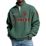 Oklahoma Sooners Men’s Quarter Zip Pullover Sweatshirt Waffle Knit Pocket