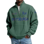 Pittsburgh Panthers Men’s Quarter Zip Pullover Sweatshirt Waffle Knit Pocket