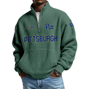 Pittsburgh Panthers Men’s Quarter Zip Pullover Sweatshirt Waffle Knit Pocket