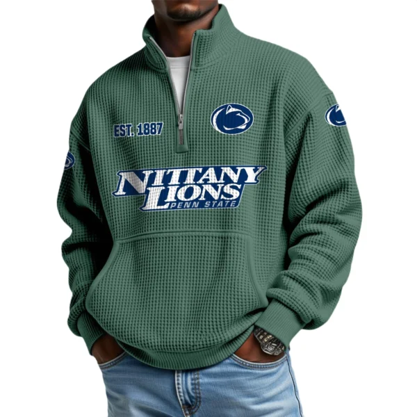 Penn State Nittany Lions Men’s Quarter Zip Pullover Sweatshirt Waffle Knit Pocket