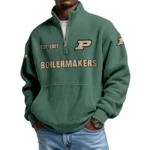 Purdue Boilermakers Men’s Quarter Zip Pullover Sweatshirt Waffle Knit Pocket