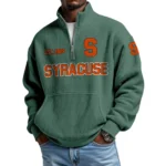Syracuse Orange Men’s Quarter Zip Pullover Sweatshirt Waffle Knit Pocket