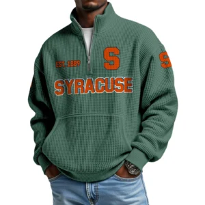 Syracuse Orange Men’s Quarter Zip Pullover Sweatshirt Waffle Knit Pocket