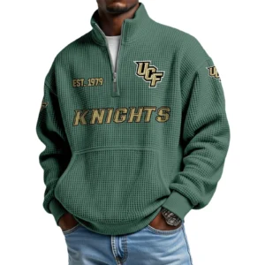 UCF Knights Men’s Quarter Zip Pullover Sweatshirt Waffle Knit Pocket