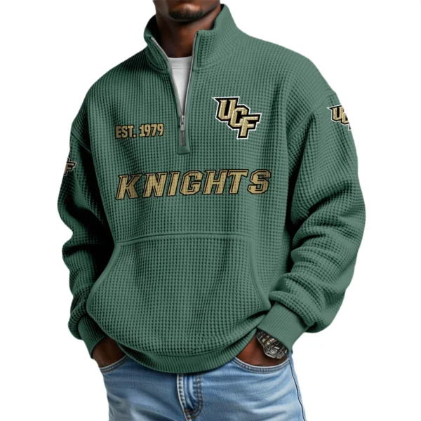 UCF Knights Men’s Quarter Zip Pullover Sweatshirt Waffle Knit Pocket
