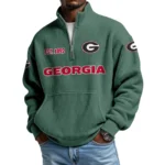 Georgia Bulldogs Men’s Quarter Zip Pullover Sweatshirt Waffle Knit Pocket