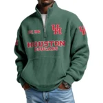 Houston Cougars Men’s Quarter Zip Pullover Sweatshirt Waffle Knit Pocket