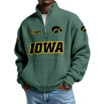 Iowa Hawkeyes Men’s Quarter Zip Pullover Sweatshirt Waffle Knit Pocket