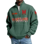 Maryland Terrapins Men’s Quarter Zip Pullover Sweatshirt Waffle Knit Pocket
