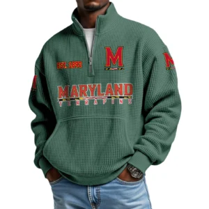 Maryland Terrapins Men’s Quarter Zip Pullover Sweatshirt Waffle Knit Pocket