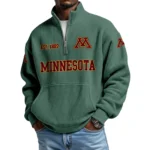 Minnesota Golden Gophers Men’s Quarter Zip Pullover Sweatshirt Waffle Knit Pocket