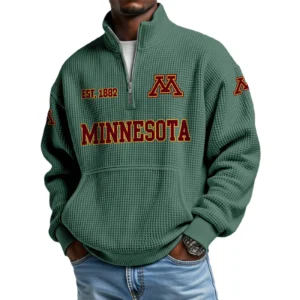 Minnesota Golden Gophers Men’s Quarter Zip Pullover Sweatshirt Waffle Knit Pocket