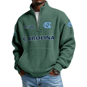 North Carolina Tar Heels Men’s Quarter Zip Pullover Sweatshirt Waffle Knit Pocket