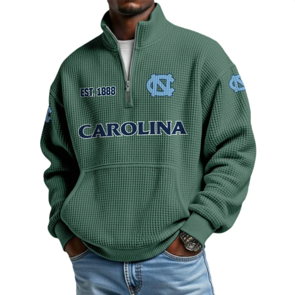 North Carolina Tar Heels Men’s Quarter Zip Pullover Sweatshirt Waffle Knit Pocket