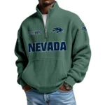 Nevada Wolf Pack Men’s Quarter Zip Pullover Sweatshirt Waffle Knit Pocket