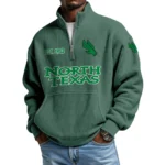 North Texas Mean Green Men’s Quarter Zip Pullover Sweatshirt Waffle Knit Pocket