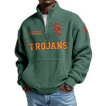 USC Trojans Men’s Quarter Zip Pullover Sweatshirt Waffle Knit Pocket