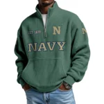 Navy Midshipmen Men’s Quarter Zip Pullover Sweatshirt Waffle Knit Pocket