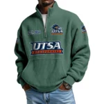 UTSA Roadrunners Men’s Quarter Zip Pullover Sweatshirt Waffle Knit Pocket