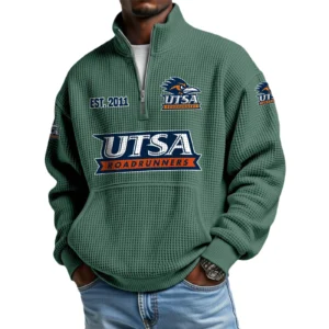 UTSA Roadrunners Men’s Quarter Zip Pullover Sweatshirt Waffle Knit Pocket