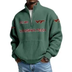 Virginia Tech Hokies Men’s Quarter Zip Pullover Sweatshirt Waffle Knit Pocket