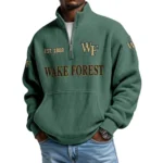 Wake Forest Demon Deacons Men’s Quarter Zip Pullover Sweatshirt Waffle Knit Pocket