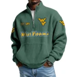 West Virginia Mountaineers Men’s Quarter Zip Pullover Sweatshirt Waffle Knit Pocket