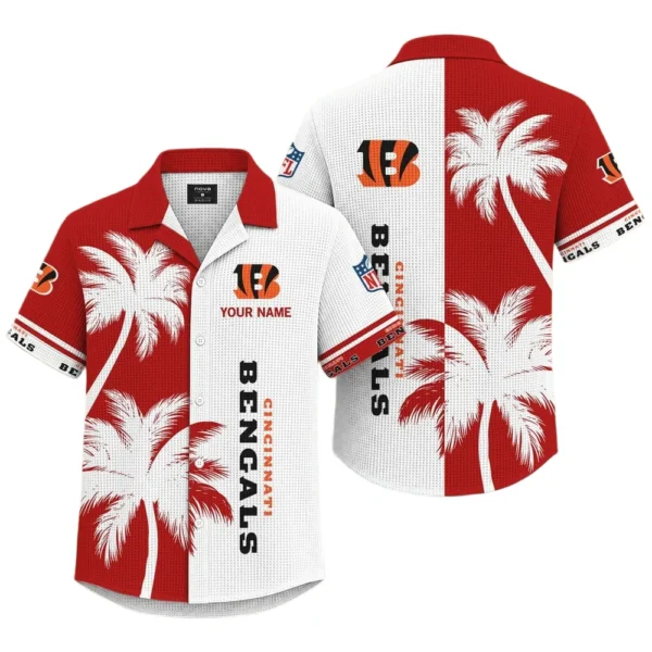 Cincinnati Bengals Hawaiian Shirt Premium Lightweight Waffle Knit Customize Name